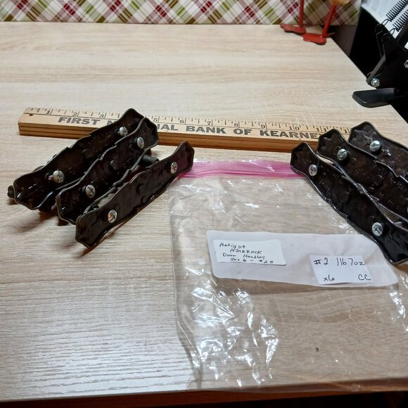 Vintage 1970s Amerock Brass Drawer Handles Pulls with Backplates 6 sets/pc #2CC - Picture 3 of 8